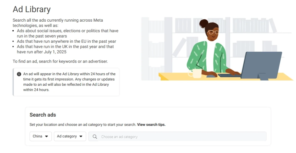 meta ad library search