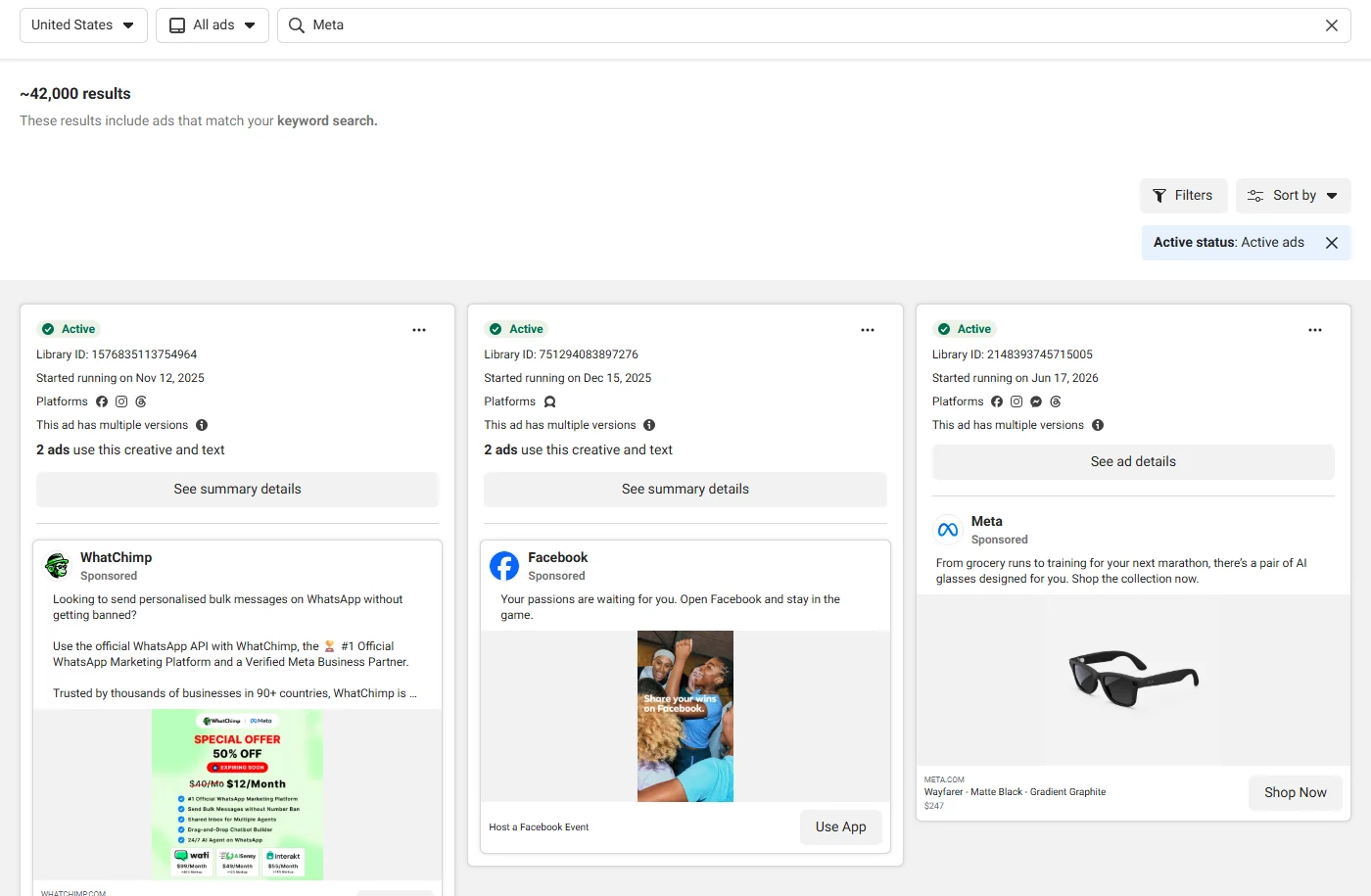 keyword search results