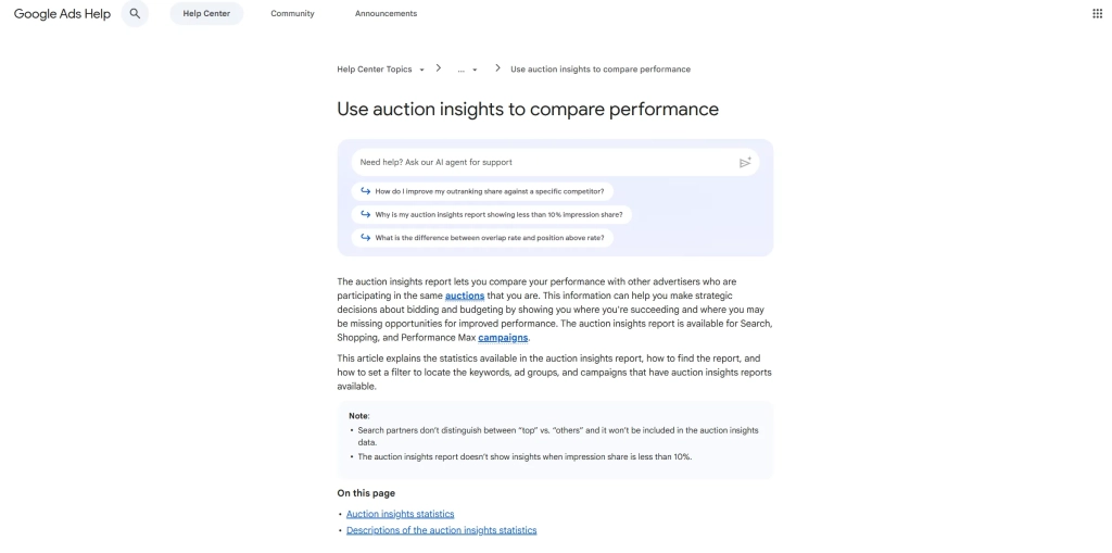 Google Ads Auction Insights