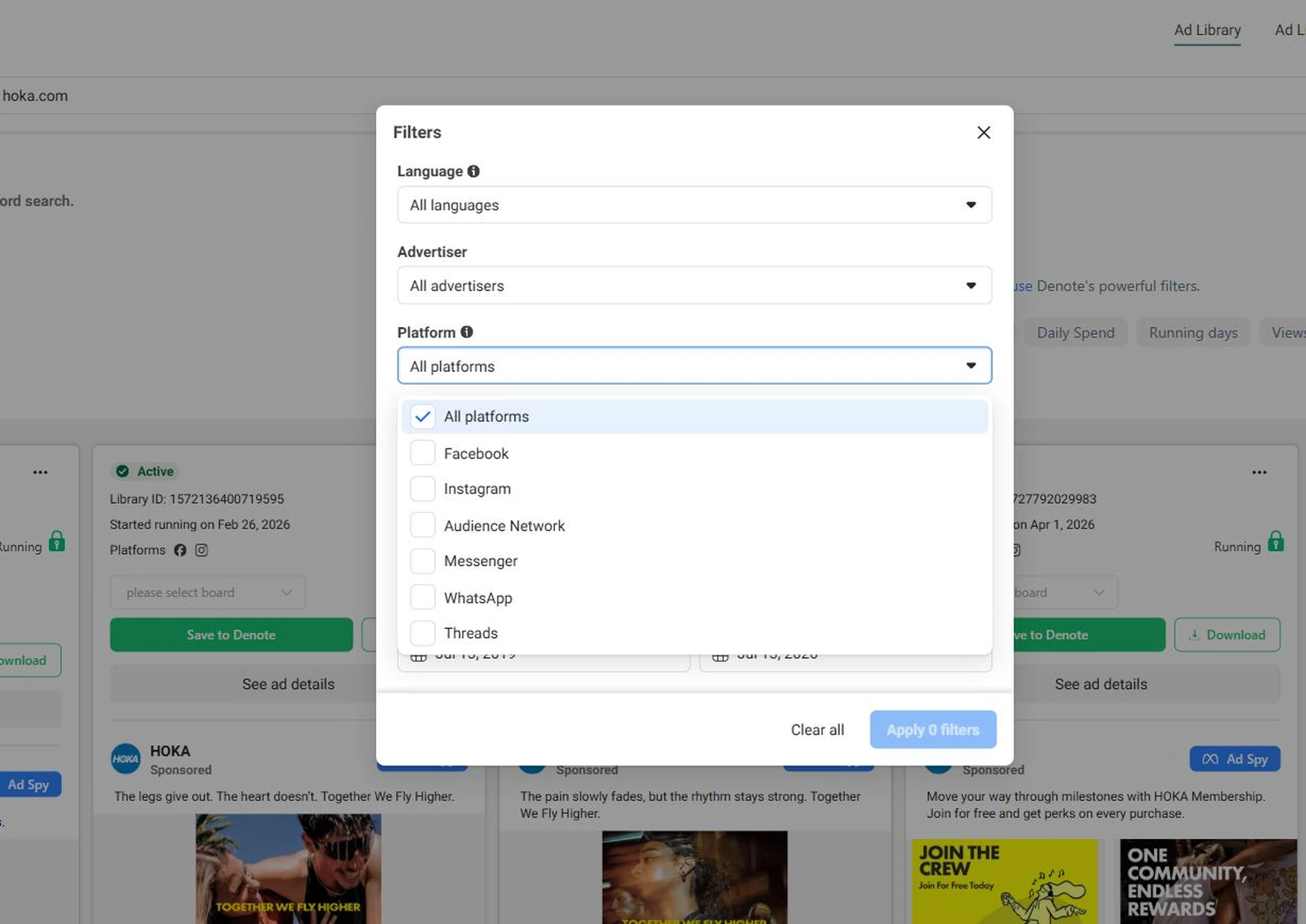 filter by platform placement