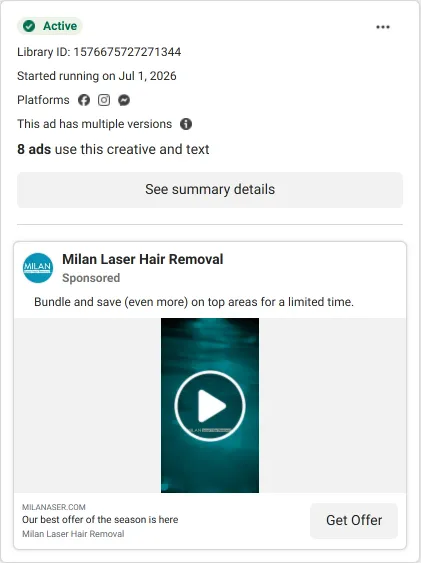 milan laser hair removal seasonal bundle