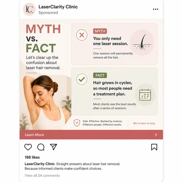 Laser Hair Removal Myth vs. fact ads