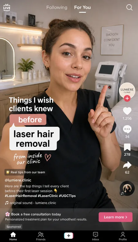 Laser Hair Removal UGC-style videos