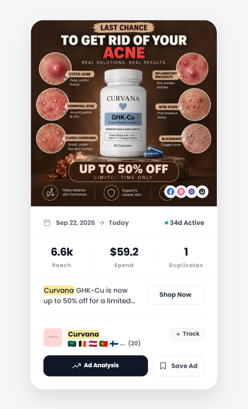 Curvana peptide ad example