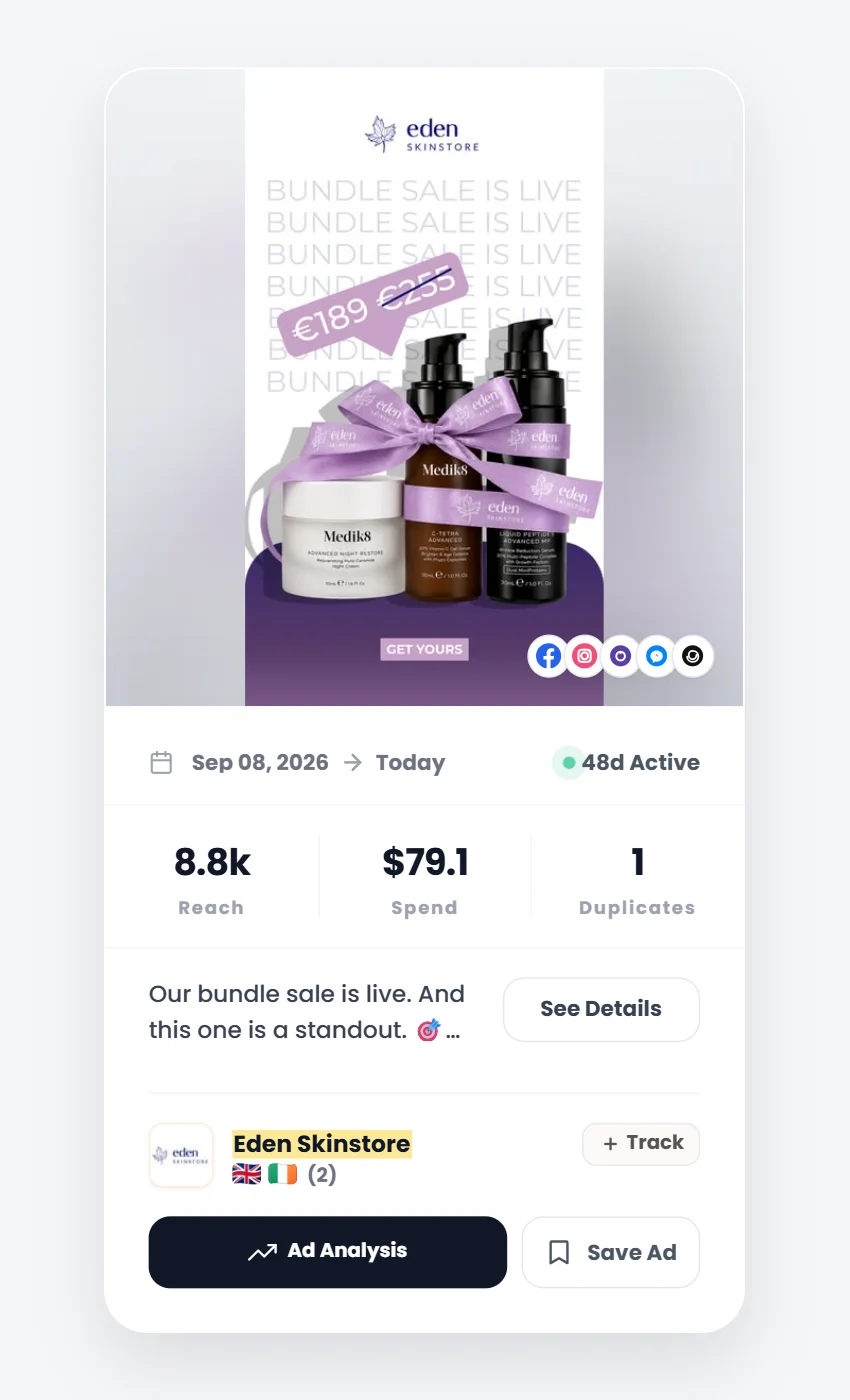Eden Skinstore peptide ad example