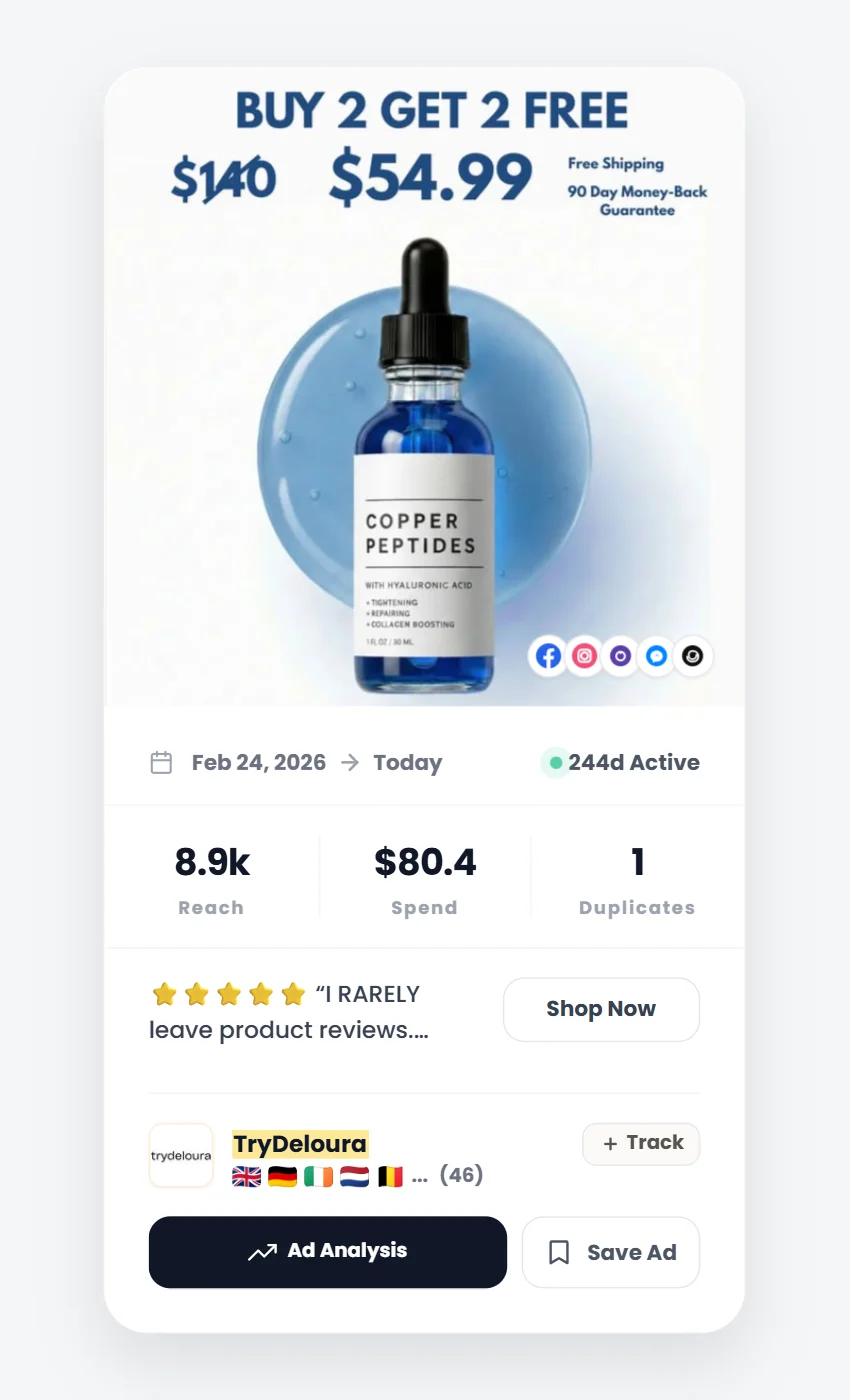 TryDeloura peptide ad example